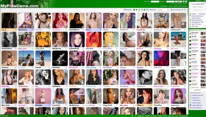 MyFreeCams main page