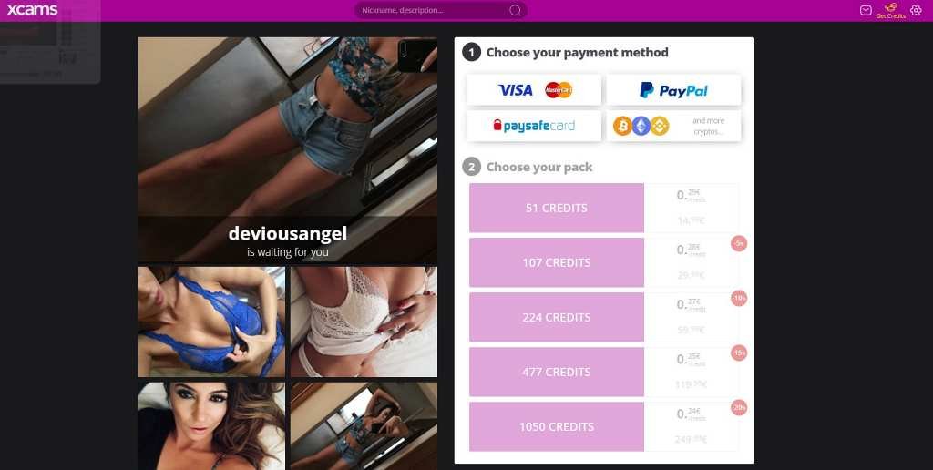 Xcams payment page